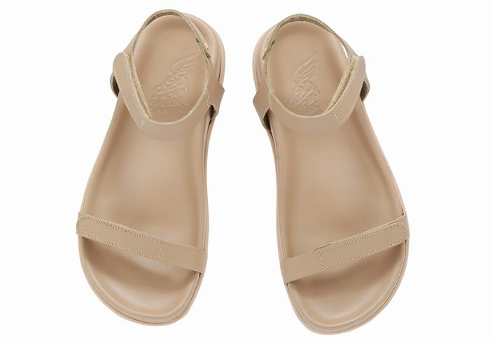 Ancient Greek Sandals Poros Sandaler Med Ryggreim Dame Grå Brune | PGQ5862PF