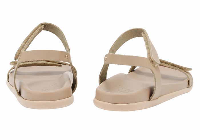 Ancient Greek Sandals Poros Sandaler Med Ryggreim Dame Grå Brune | PGQ5862PF