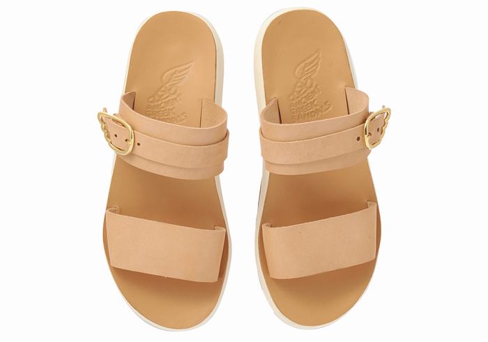 Ancient Greek Sandals Preveza Comfort Slidesandaler Dame Beige | RIC6889WW