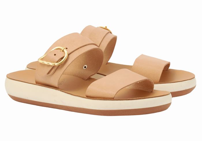 Ancient Greek Sandals Preveza Comfort Slidesandaler Dame Beige | RIC6889WW