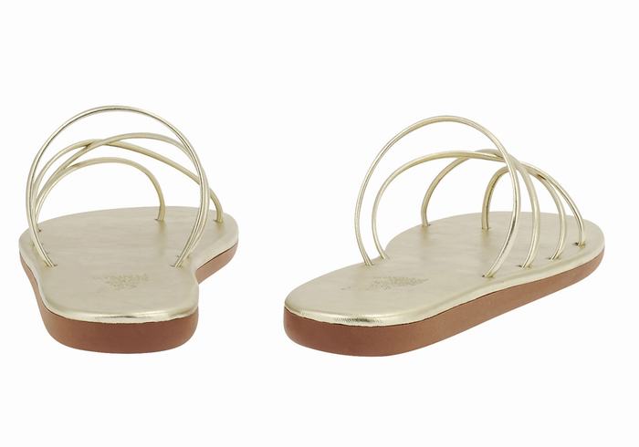 Ancient Greek Sandals Pu Slidesandaler Dame Gull Hvite | XHY6344MG