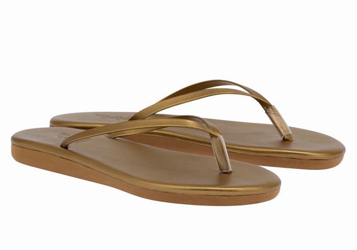 Ancient Greek Sandals Saionara Flip Flops Dame Gull Brune | VXC733MF