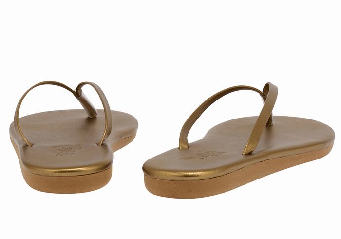 Ancient Greek Sandals Saionara Flip Flops Dame Gull Brune | VXC733MF