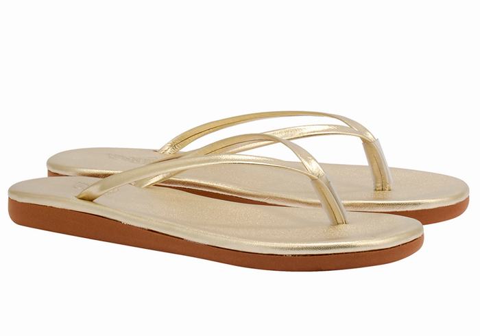 Ancient Greek Sandals Saionara Flip Flops Dame Gull Hvite | TJJ378DH