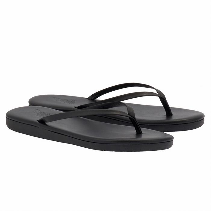 Ancient Greek Sandals Saionara Flip Flops Dame Svarte | VDS4846IP