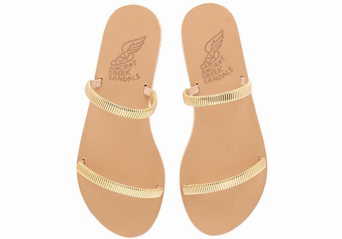 Ancient Greek Sandals Saita Slidesandaler Dame Gull Beige | IAT8910GE