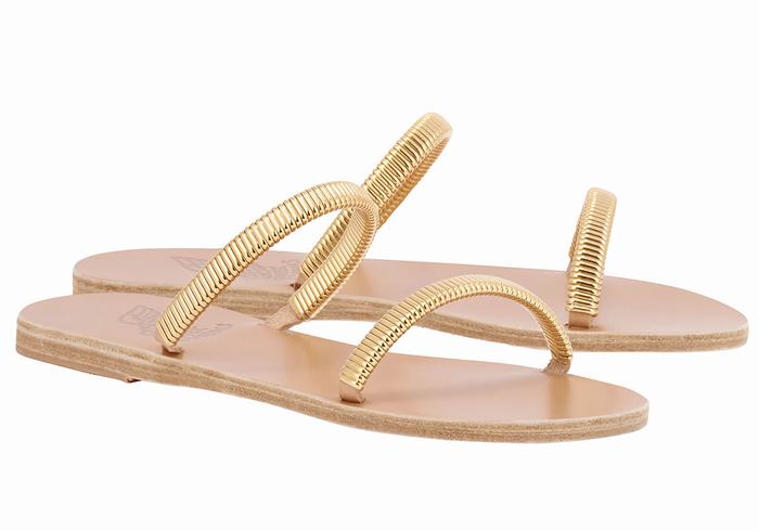 Ancient Greek Sandals Saita Slidesandaler Dame Gull Beige | IAT8910GE