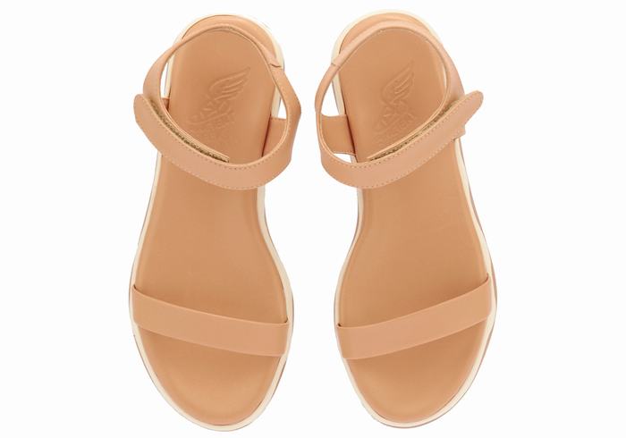 Ancient Greek Sandals Salamina Leather Platåsandaler Dame Beige Hvite | FAP7493JJ