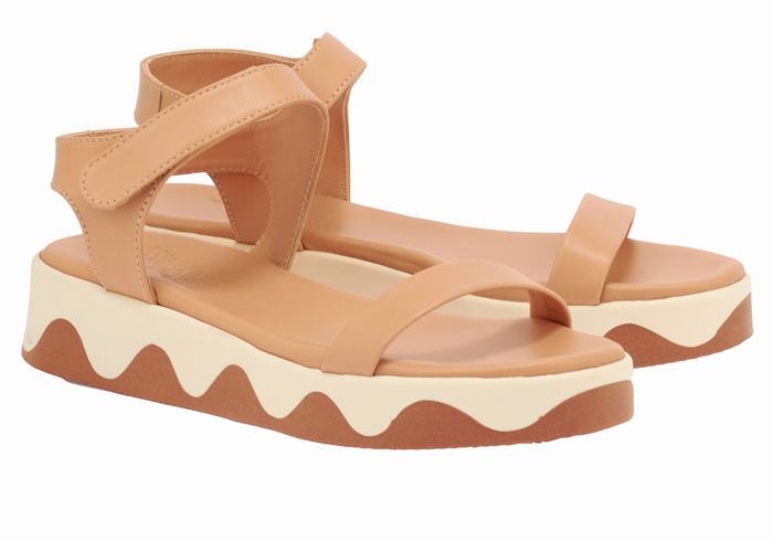 Ancient Greek Sandals Salamina Leather Platåsandaler Dame Beige Hvite | FAP7493JJ