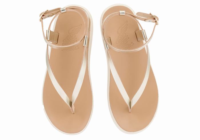 Ancient Greek Sandals Salomi Comfort Sandaler Med Ankelrem Dame Gull Hvite | EQX5711XO