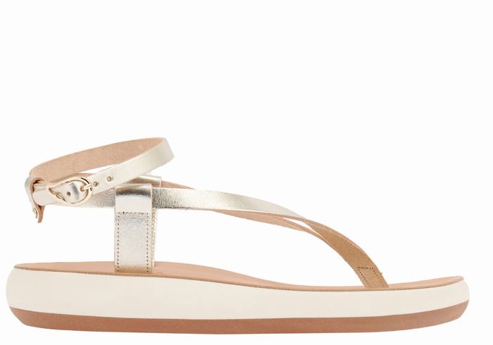 Ancient Greek Sandals Salomi Comfort Sandaler Med Ankelrem Dame Gull Hvite | EQX5711XO