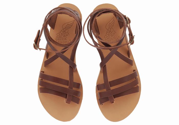 Ancient Greek Sandals Satira Leather Gladiatorsandaler Dame Kaffe | URO631ZH