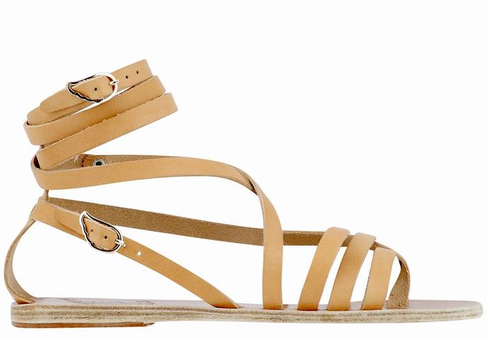 Ancient Greek Sandals Satira Leather Gladiatorsandaler Dame Beige | LGO489OR