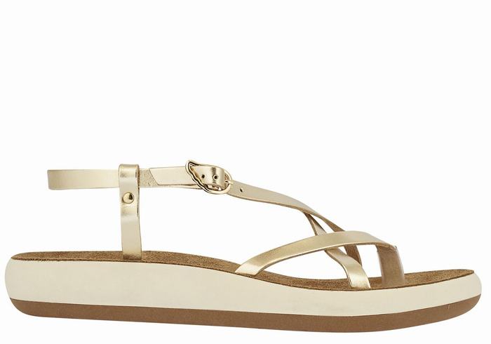 Ancient Greek Sandals Semele Comfort Sandaler Med Ryggreim Dame Gull Hvite | BDK278XT