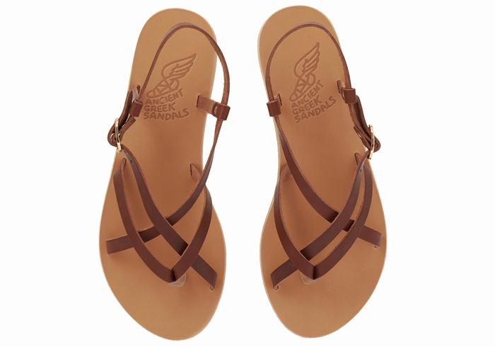 Ancient Greek Sandals Semele Leather Sandaler Med Ryggreim Dame Kaffe | UQB5634VZ