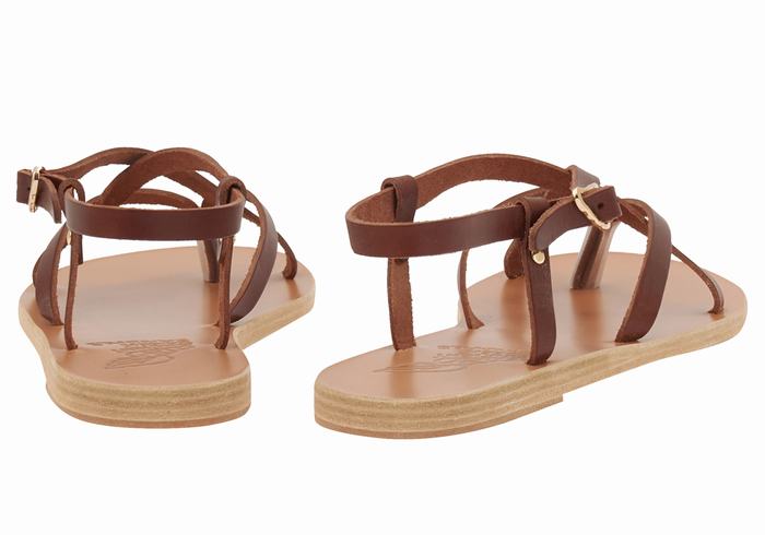 Ancient Greek Sandals Semele Leather Sandaler Med Ryggreim Dame Kaffe | UQB5634VZ