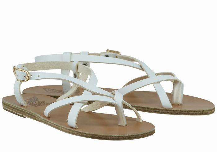 Ancient Greek Sandals Semele Leather Sandaler Med Ryggreim Dame Hvite | GGF965ZH