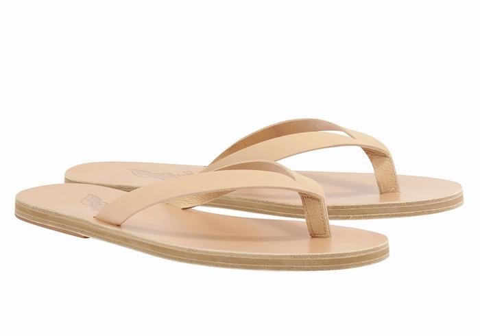 Ancient Greek Sandals Solon Leather Flip Flops Herre Beige | LRX1546PD