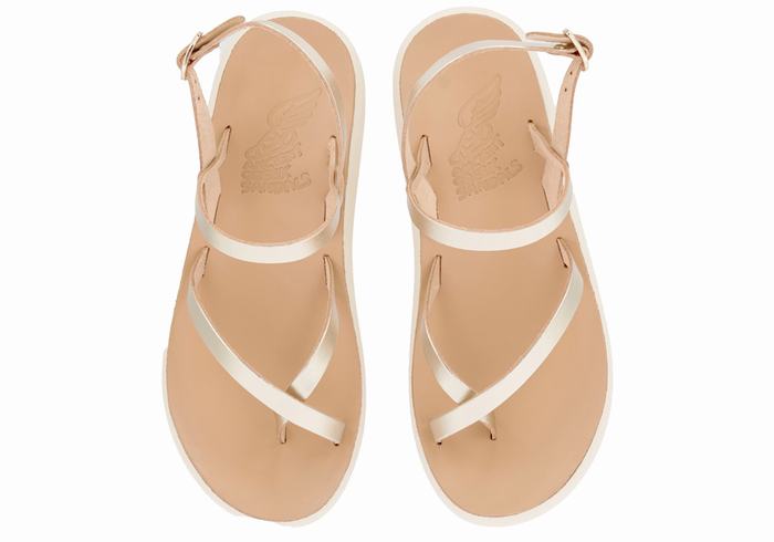 Ancient Greek Sandals Tereza Comfort Sandaler Med Ryggreim Dame Gull Hvite | TKT220OP