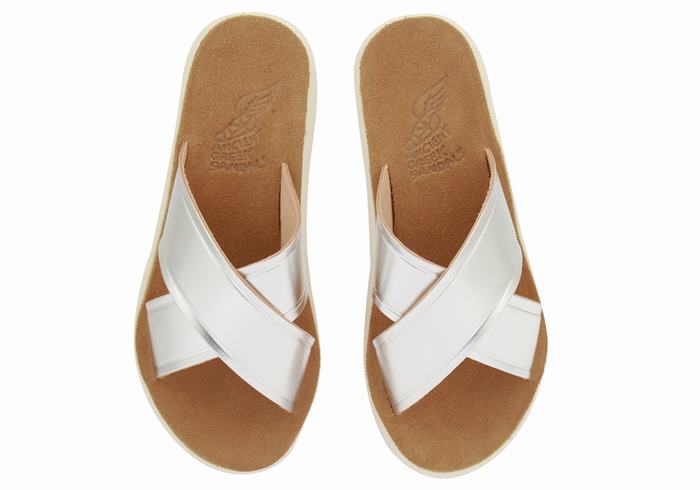 Ancient Greek Sandals Thais Comfort Slidesandaler Dame Sølv | LYL8880RL