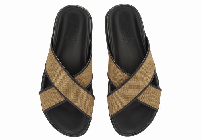 Ancient Greek Sandals Thais Footbed Slidesandaler Dame Brune Svarte | LPN421IS