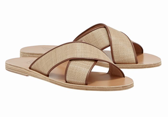 Ancient Greek Sandals Thais Slidesandaler Dame Beige Brune | WUW6299YF