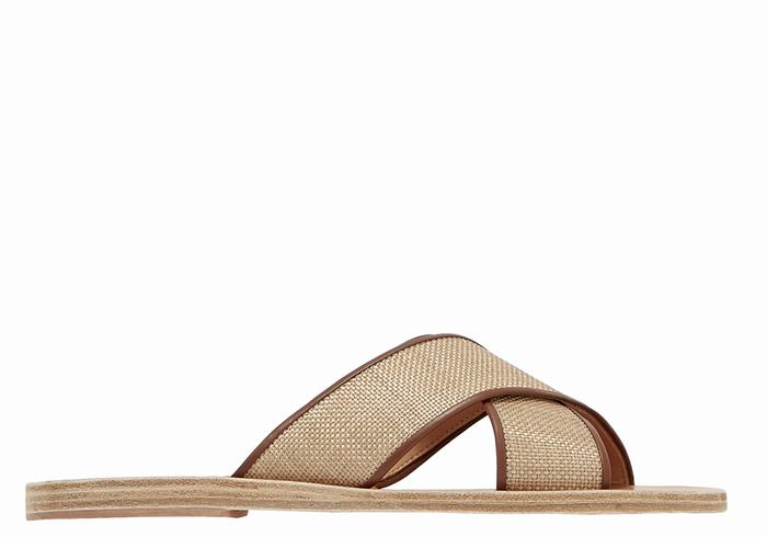 Ancient Greek Sandals Thais Slidesandaler Dame Beige Brune | WUW6299YF