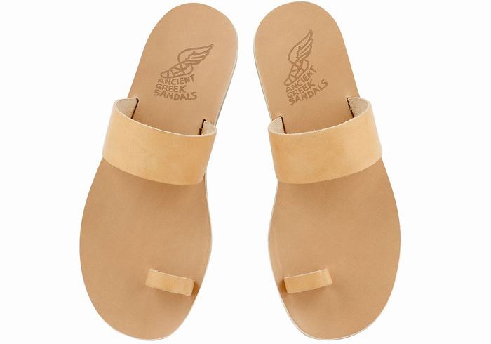 Ancient Greek Sandals Thalos Leather Sandaler Med Tåstolper Herre Beige | WOU543WM