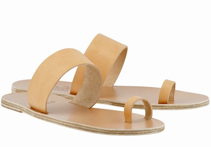 Ancient Greek Sandals Thalos Leather Sandaler Med Tåstolper Herre Beige | WOU543WM