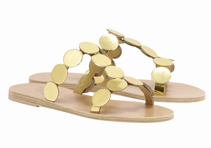 Ancient Greek Sandals Uranos Leather Slidesandaler Dame Gull | PTJ2620LG