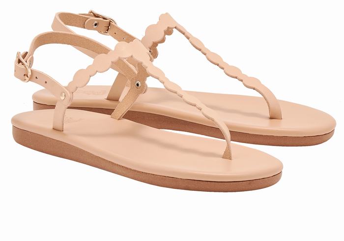 Ancient Greek Sandals Velos Flip Flop Sandaler Med Ryggreim Dame Beige | VMV6765JZ