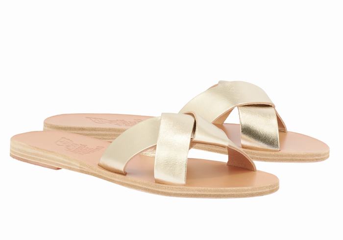 Ancient Greek Sandals Whitney Slidesandaler Dame Gull Hvite | WHS7947KS