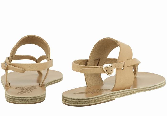 Ancient Greek Sandals Zoe Flip Flop Leather Sandaler Med Ryggreim Dame Beige | RXC1613SQ